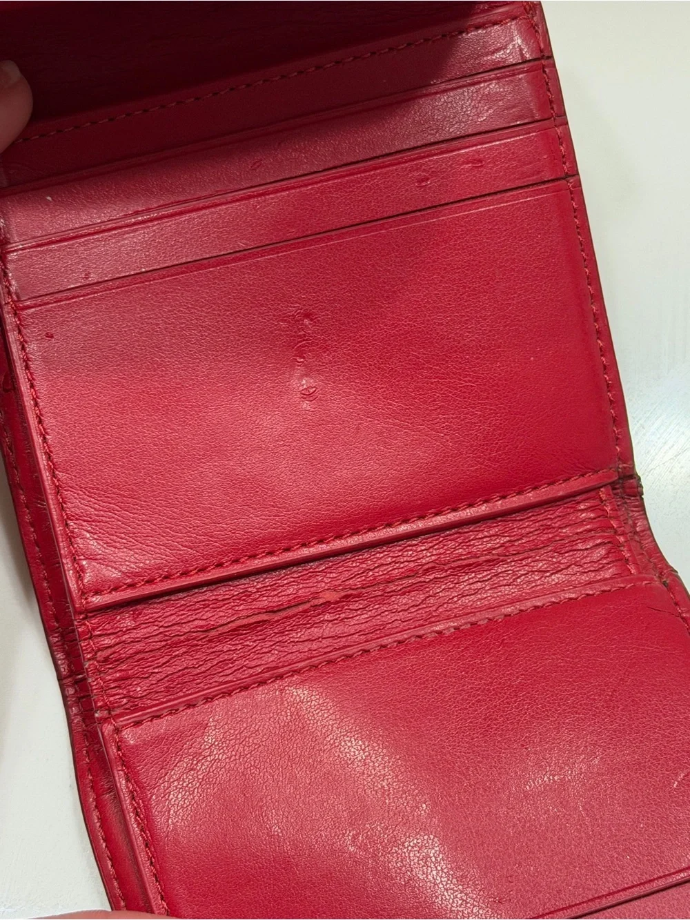 COACH Trifold Wallet in Red and Brown Signature Canvas